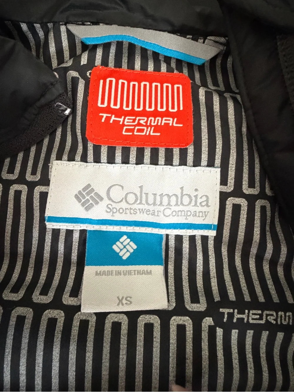 Columbia Black Jacket with Red Thermal Coil Patch - Picture 3 of 3